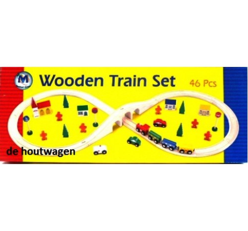 houten treinbaan set 46 delig